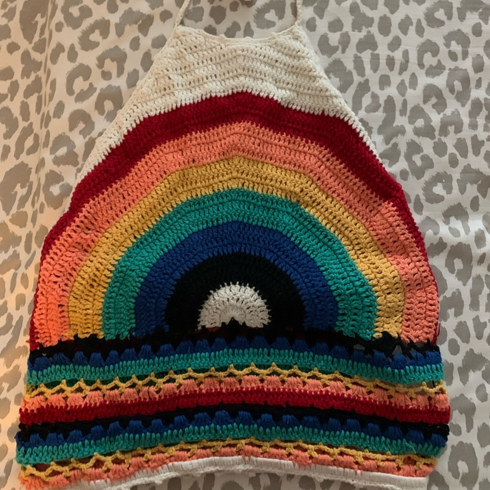 rainbow crop top, size s from forever 21